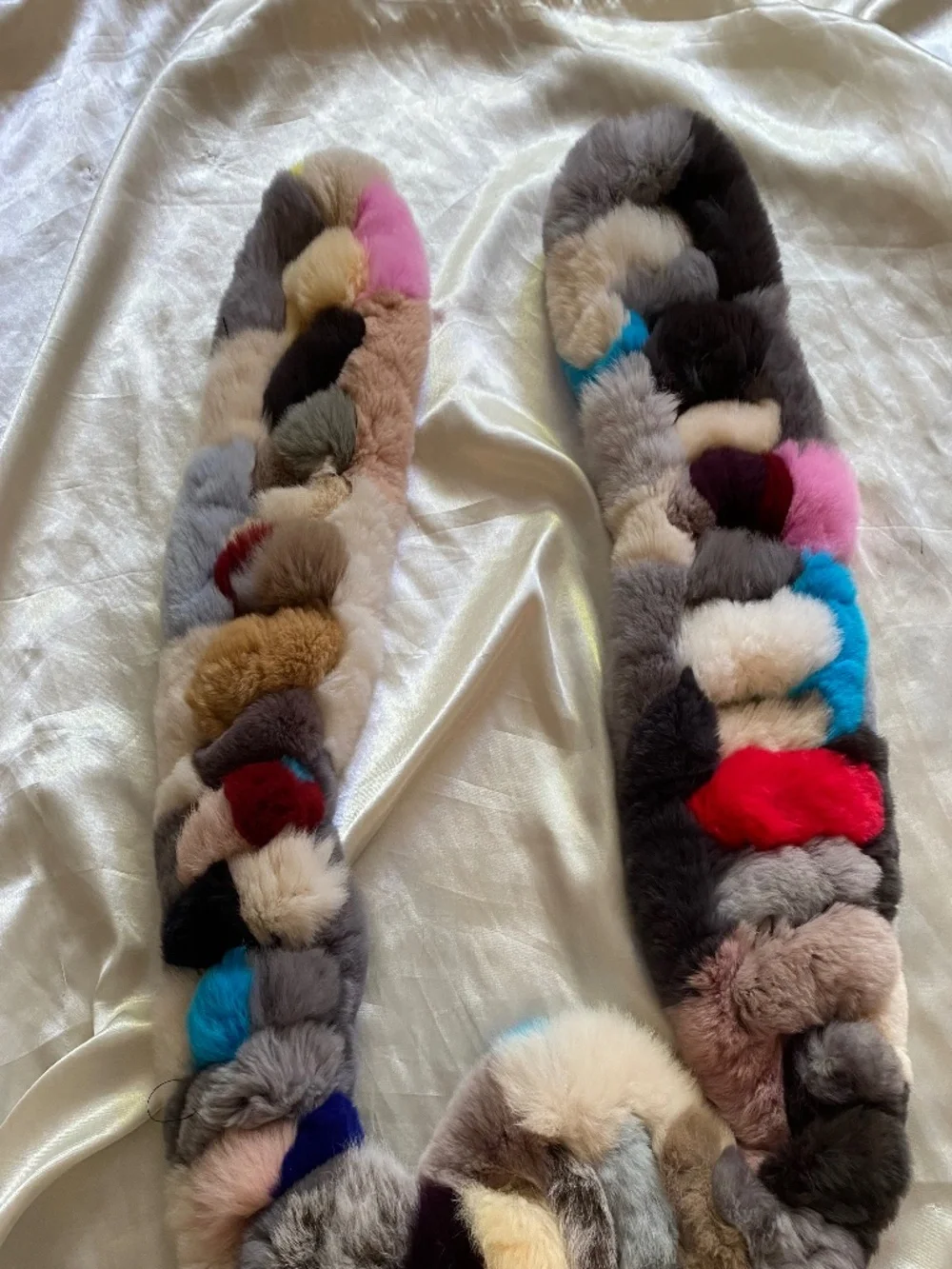 Vintage y2k Multicolor Rabbit Fur Scarf Boho Unique